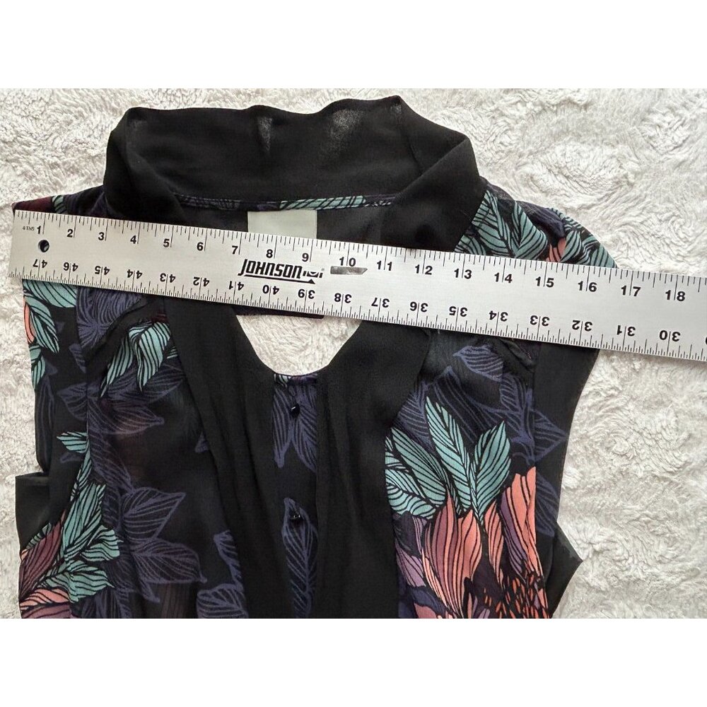 Anthropologie Maeve Women Black Floral Breton Midi Dress Small Sleeveless Boho - Picture 5 of 8